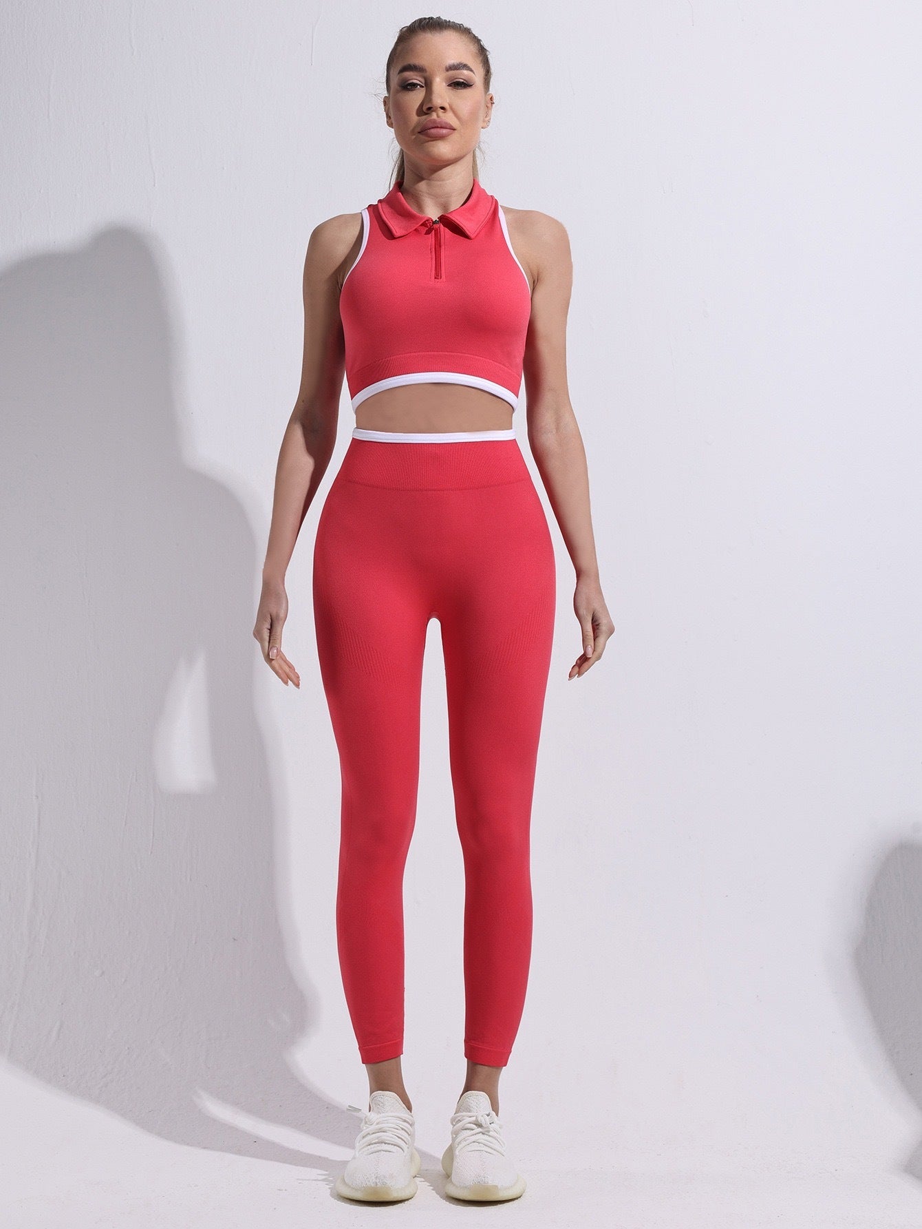 Round Neck Yoga Clothes Sleeveless Running Bra Fitness Trousers Sports Suit