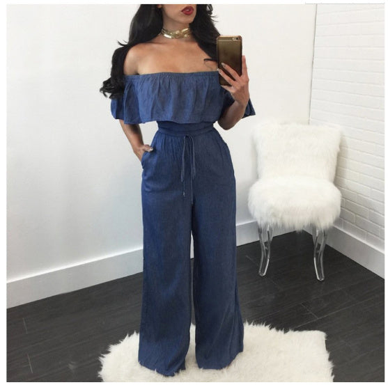 Women's Wide-leg Ruffled Jumpsuit European And American Sexy