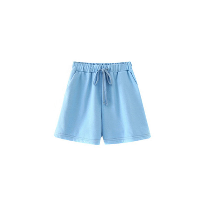 Loose And Thin Solid Color Round Neck Long-sleeved Sweater With Shorts Two-piece Suit