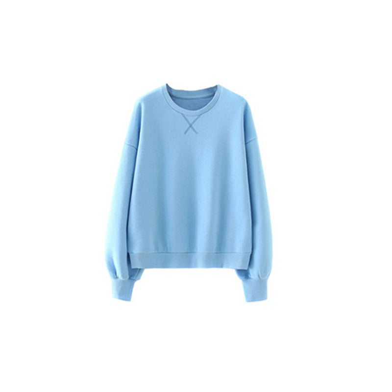 Loose And Thin Solid Color Round Neck Long-sleeved Sweater With Shorts Two-piece Suit