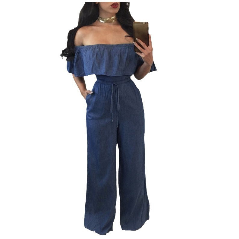 Women's Wide-leg Ruffled Jumpsuit European And American Sexy